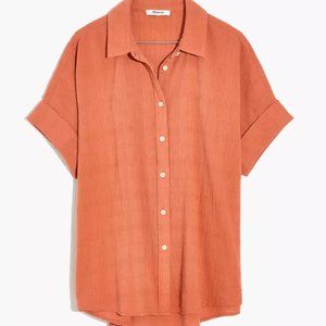 Madewell Courier Pintuck Back Shirt in Textured Windowpane